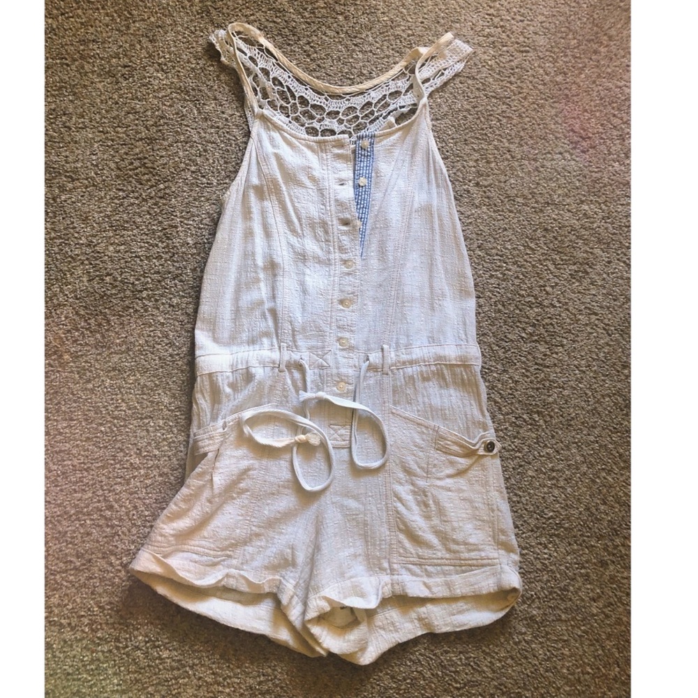 Free People White Crochet Tank Romper Size XS